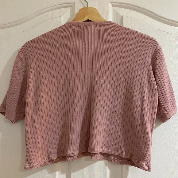 Pink Ribbed Button-Up Top - Picture 3 of 3